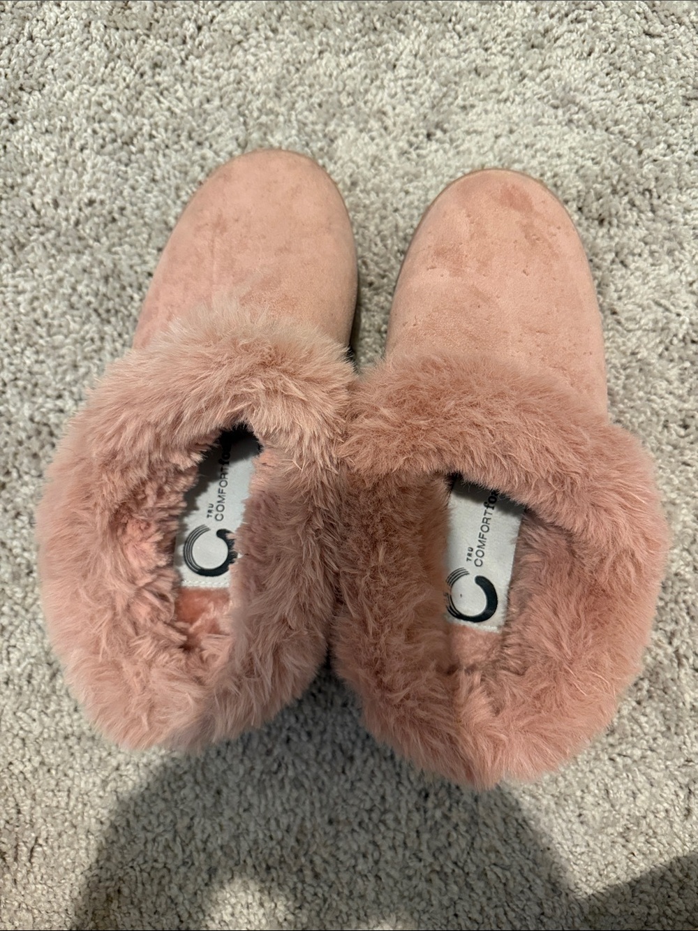 comfort plus by Predictions Plush Faux-Fur Slip-Ons in Blush Pink